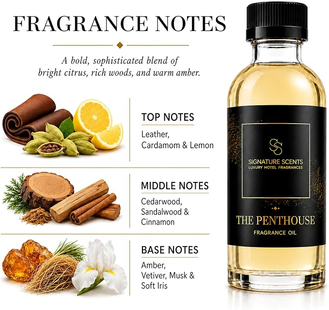Luxury Hotel Diffuser Oil for Hotels and Homes - Aromatherapy Oils for use with an Essential Oil Diffuser at Home - Fragrance-Scent Diffuser Oil Blend (The Penthouse) 4.05fl oz (120ml)
