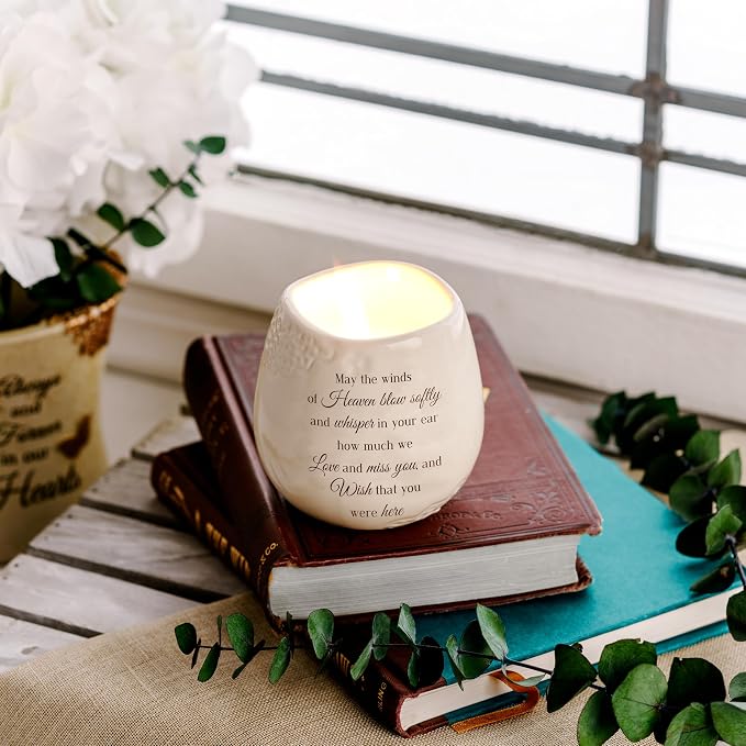 Pavilion Gift Company - Winds of Heaven 8 oz Bereavement Candle, Memorial Gifts for Loss of Mother Father Friend Loved One, Remembrance, Condolences, Sympathy, 1 Count, Cream