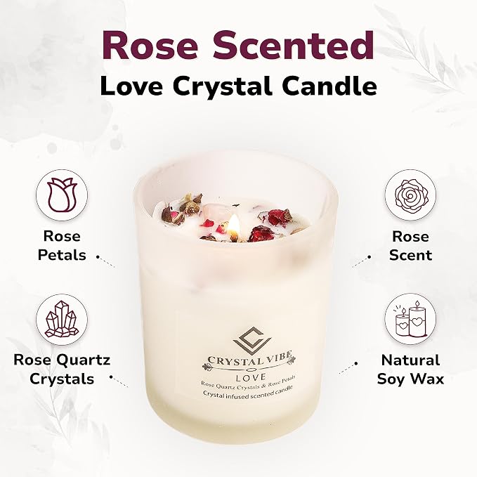 Crystal Vibes Scented Candle for Aromatherapy & Meditation | Long-Lasting Fragrance | Relaxing Home Décor | Stress Relief & Calm Ambience