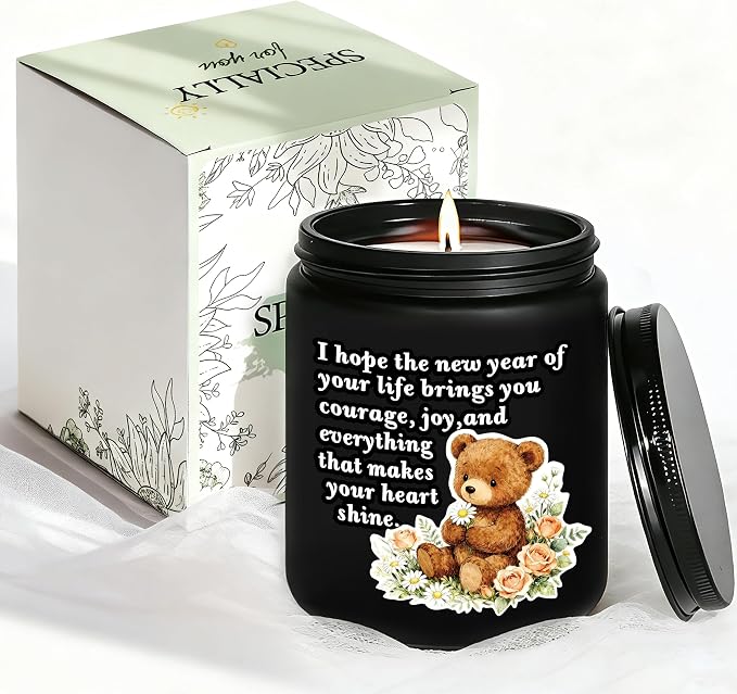 Birthday Gifts for Women, Christmas New Year Gifts for Wife Sister Mom Daughter Girlfriend Friend, Encouragement New Beginning Blessing Gift for Her, Funny Lavender Scented Candle - Black
