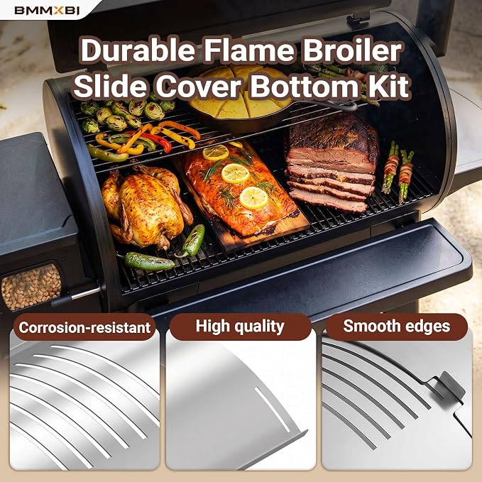 Flame Broiler Kit for Pit Boss 1000 Series Pellet Grills, Flame Broiler Slide Cover Bottom Kit for Pit Boss Austin XL PB1000XL, Rancher XL PB1000R10, Traditions PB1000T1, PB1000T2