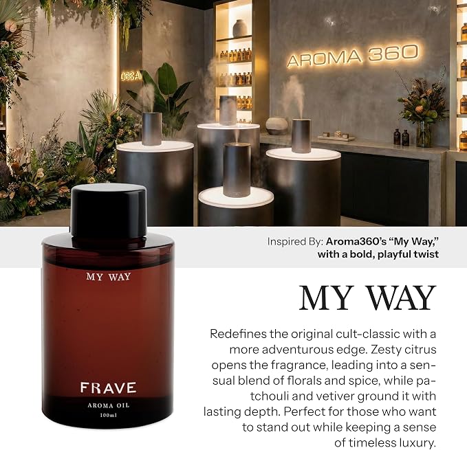 My Way Hotel Diffuser Oil, 100ml 3.38 oz Aroma Oil, Scent Inspired by Aroma 360’s “My Way” with a Twist, Aromatherapy Refill Fragrance for Waterless Cold Air Diffusers, Home, Office, Hotel