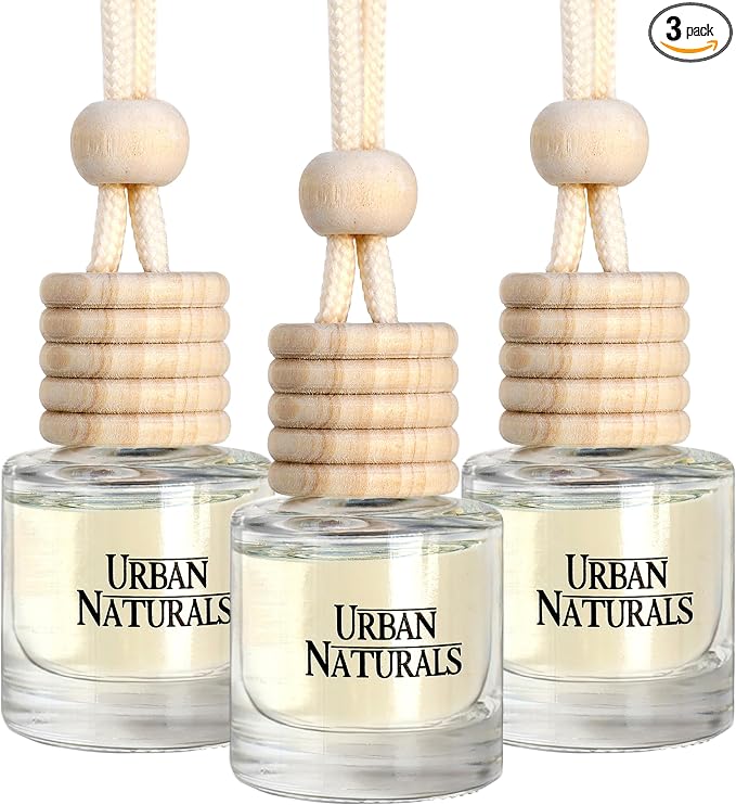 Urban Naturals Car Air Freshener Hanging + Vent Clip, 24K Citron Scent Diffuser, Long Lasting Car Fresheners Made in USA, Auto Accessories for women (3 Pack)
