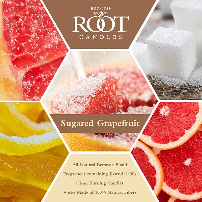 Root Candles Scented Candles Honeycomb Beeswax Blend Premium Handcrafted Candle, 12-Ounce 3-Wick, Sugared Grapefruit