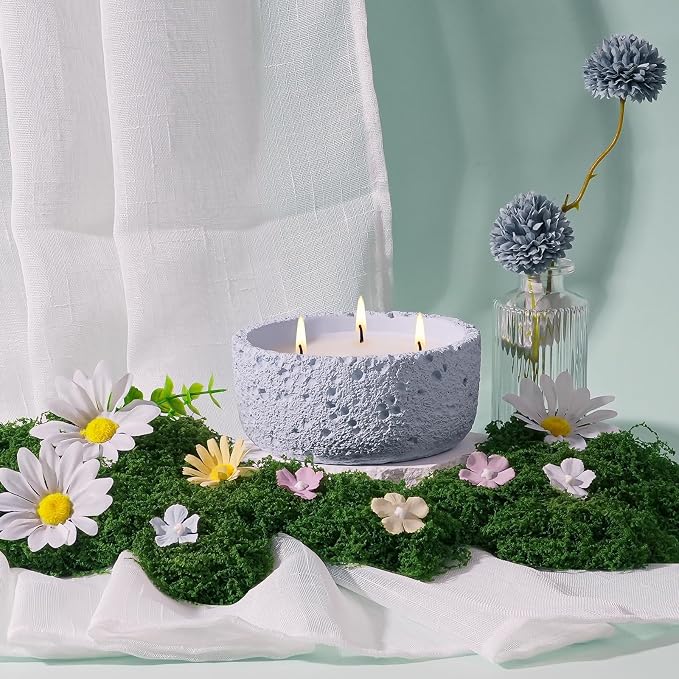 Viyffo 20oz Large Scented Candle - Lavender & Eucalyptus, 3 Wick Home Scented Candle, Non Toxic Soy, Purple Textured Ceramic Jar, Luxury Fragrance, Elegant Home Décor & Spring Gift for Women