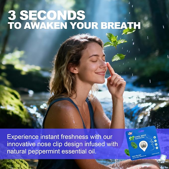 Peppermint Aromatherapy Nose Clip, Soft Wearable Fragrance Accessory, Hands-Free Clip-On Scent Product for Driving, Work and Study, Discreet Personal Aroma(2pack)