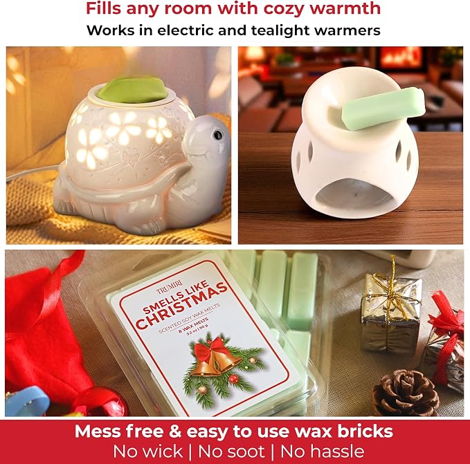 TRUMIRI Smells Like Christmas Scented Wax Melts - Made with Non Toxic Soy Wax and Essential Oils - Long Lasting Strong Scent Pet Safe Candle Wax Cubes Tarts for Warmers Pack of 4 Fall Christmas
