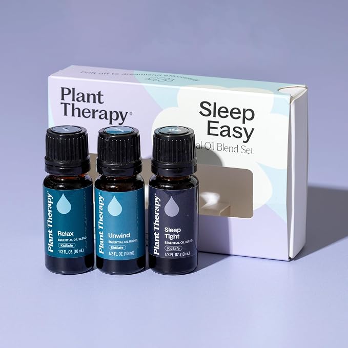 Plant Therapy Sleep Easy Essential Oil Blend Set 10 mL (1/3 oz) Each of Relax, Sleep Tight & Unwind, Pure, Undiluted, Essential Oil Blends