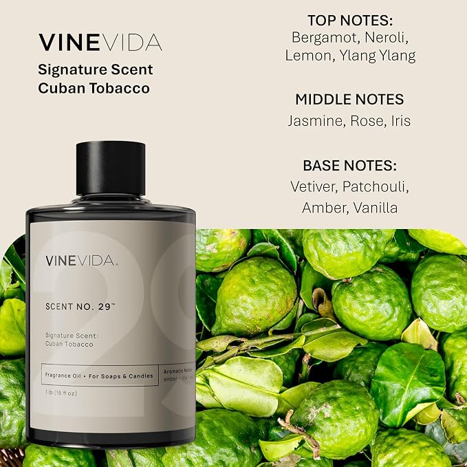 VINEVIDA [16oz] Cuban Tobacco Fragrance Oil for Candle Making Scents Soap, Perfume Oils, Soy Candles, Beard, Home, Cologne Men, Reed Diffusers, Car Freshies, Lotion, ARTS-FOBP-CUBA-TOBB-16