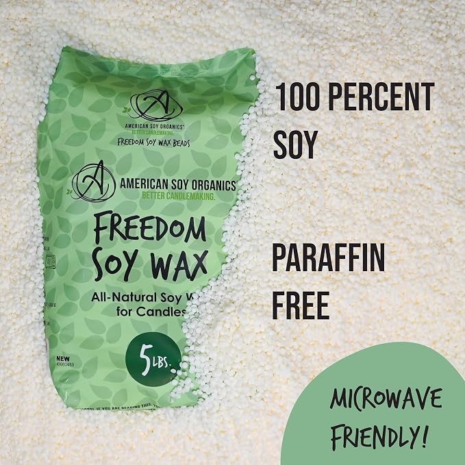 American Soy Organics Freedom Soy Wax Beads for Candle Making - Natural Candle Making Supplies - Paraffin-Free, Beeswax-Free Candle Wax for Container Candles, Tealights and Wax Melts, 10 lbs