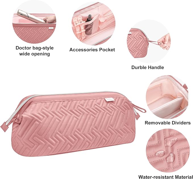 Leudes Hair Tools Travel Bag for Shark Flexstyle Carrying Case Portable Shark Hair Air Wrap Dryer Case Waterproof Dustproof Flat Curling Iron Travel Organizer (Dark Pink)