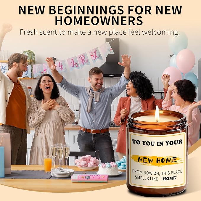 New Home Candle, 7oz Orange Scented Soy Candle, Nntural for Pets & Family, 50 Hours Long Burn, Perfect Housewarming Gifts for New Home Owners, Couples, Neighbors and Friends