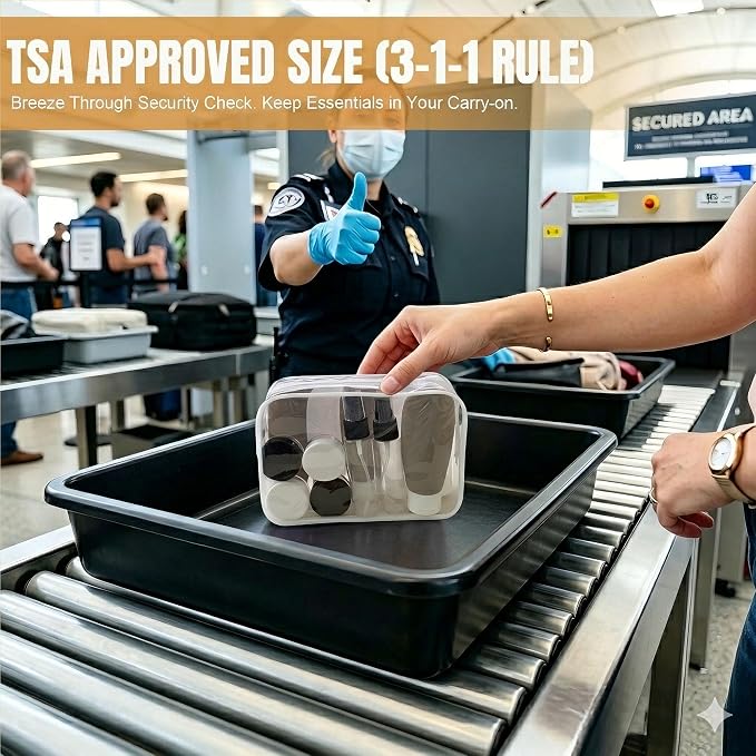 DEWSENSI 20 Pack Travel Bottles Set - TSA Approved Leak Proof Containers Kit for Toiletries - Portable Refillable Accessories for Shampoo, Conditioner, Lotion, Liquids (Black & White)