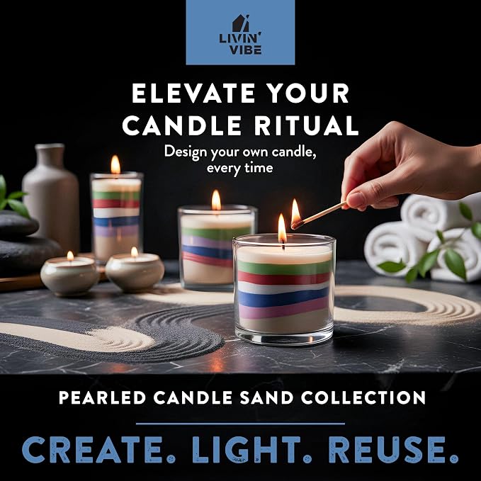Pearled Candle Sand 10.5 oz (300g) – Midnight Ocean Scented Candle, Dark Blue Color, Relaxing Aromatherapy, Home Decor, Stress Relief, Long-Lasting Burn