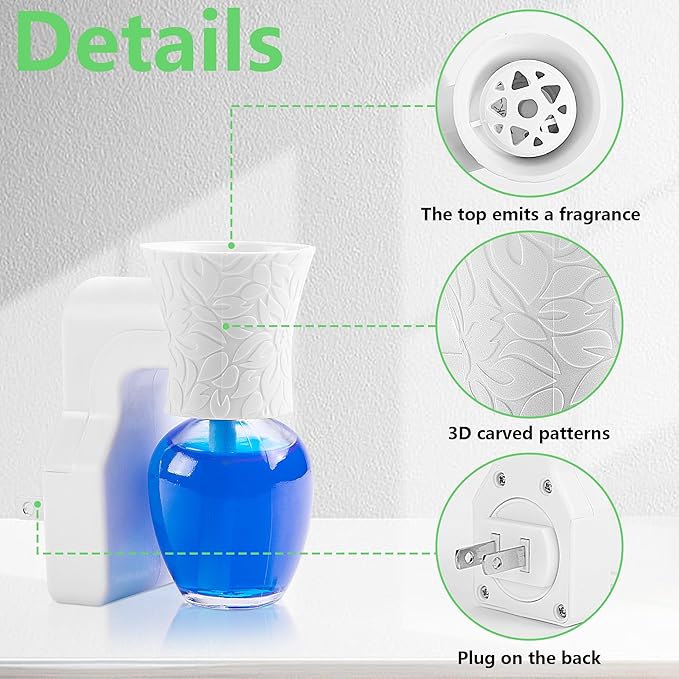 moonoom 2 Pack WallFlower Fragrance Oil Plug in Diffuser- Wall Fragrance Diffuser Plug- Rotary Plug Design Wallflowers Diffuser with 2 Empty Bottles for Home Office Spreading Scent