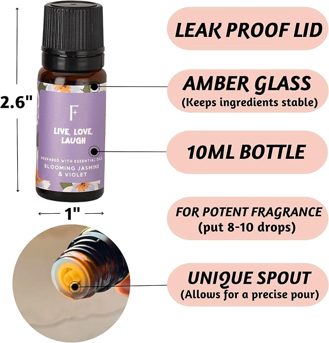 Folkulture Rose, Jasmine & Patchouli Essential Oils Set (6 Fragrance Oils) | Fathers Day & Graduation Gifts | Aromatherapy Gift Set for Her | Diffuser Oils, Relaxing Home Scents