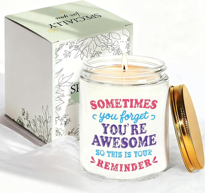 Birthday Gifts for Women, Christmas Thank You Encouragement Gifts for Daughter Wife Sister Mom Friend, Inspirational Office Gift for Coworker Employees, Funny Lavender Scented Candle - White