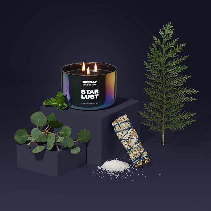 Friday Collective Star Lust Candle Fresh & Clean Scented Made with Essential Oils 3 Wicks 13.5 oz