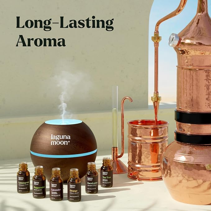 Lagunamoon Top 6 Blends Essential Oil Set (10ml) and 16 Pcs Premium Grade Home Essentials Oils (10ml) - for Diffusers, Home Care, Candle Making Scents, Fragrance, Aromatherapy, Humidifiers, Gifts