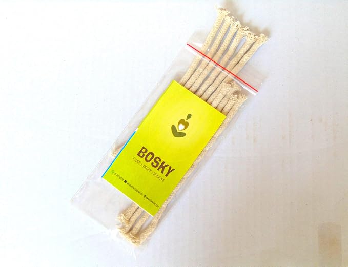 BOSKY 12 Pcs Cotton Kerosene Oil Lamp 6 inch Long Wicks Burner, Braided Cotton Replacement 1/4 inch Round Wick for Rock Candle Alcohol Oil Candle Lamp