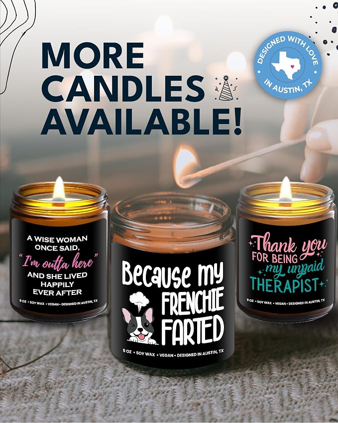 Funny Frenchie Candle, Frenchie Gifts for Women, Unique French Bulldog Gift Ideas, Best Present for Pet Lovers, Perfect Frenchies Presents for Girls, Birthday, Christmas, Gift-Ready