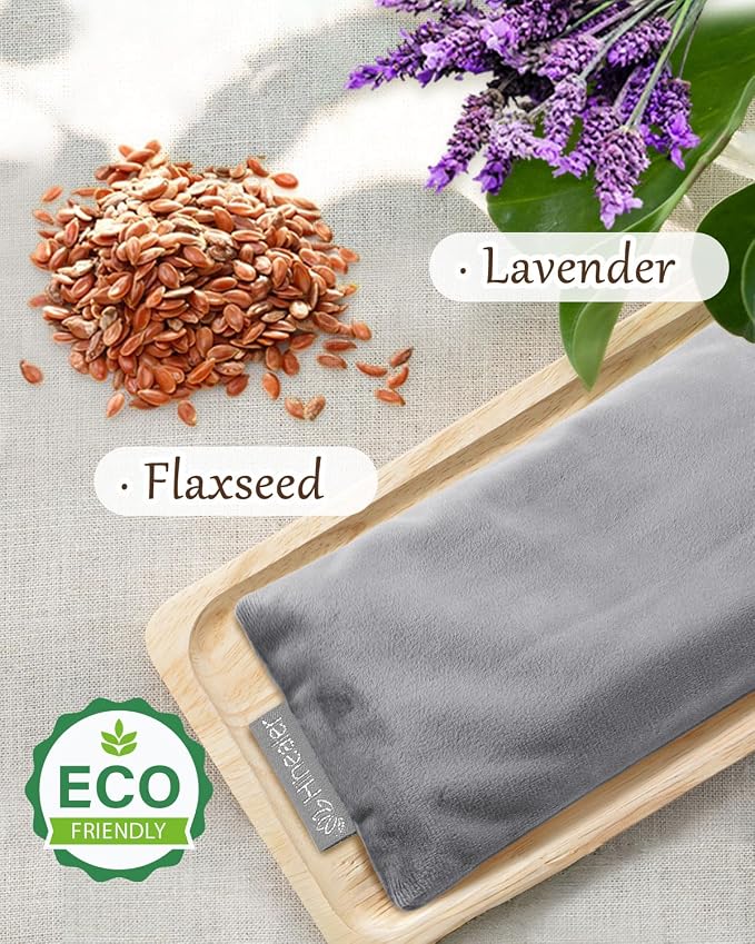 Lavender Eye Pillow for Relaxation, Yoga, Sleep – Weighted Eye Mask for Headache, Sinus, Aromatherapy Moist Heat Compress, Meditation Accessory, Relaxation Gift for Women (Grey)