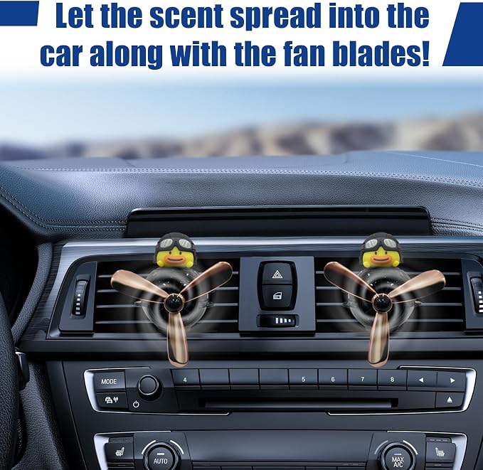 Pilot Duckling Car Dashboard Air Vent Trim Clip, Cute Cartoon Car Rotating Propeller Air Outlet Decoration, Cool Automotive Interior Perfume Diffuser Ornament Accessories (Duck)