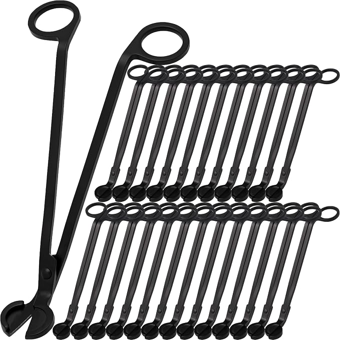 Airy Abode Candle Wick Trimmer 25 Pack, 7 Inch Stainless Steel Wick Cutters for Candles, Bulk Candle Trimmers for Cleaner Burn and Less Soot, Black