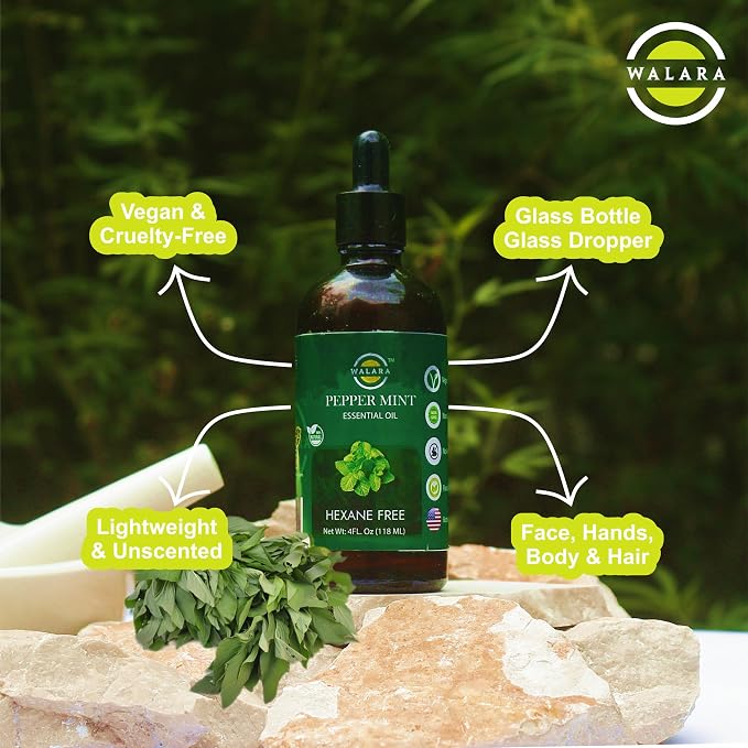 Peppermint Essential Oil - 4 oz | 100% Pure & Natural for Aromatherapy, Skin, Hair & Scalp Care