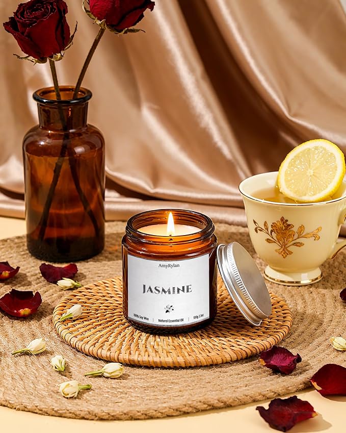 6 Pack Non-Toxic Soy Wax Scented Candles Gift Set, 21oz 120H Long Burn Time, Amber Jar Candles, Gift for Women Unique, Christmas Birthday Self Care Relaxation Spa Aromatherapy Gifts