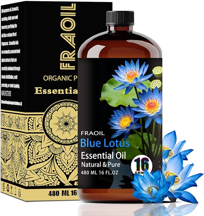 Blue Lotus Essential Oil, Blue Lotus Oil 16 Fl Oz 480ML for Diffuser Humidifier Yoga Cleaning DIY Candle Soap Making Essential Oils