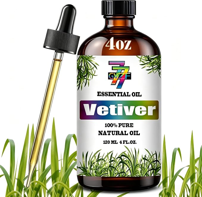 Vetiver Essential Oil, Vetiver Oils, for Diffuser, Meditation, Humidifier, DIY Candles, Soap, Yoga, Massage, Gift, Essential Oil, GV77ZF Vetiver Fragrance Oil - 4 fl oz (120 ml)