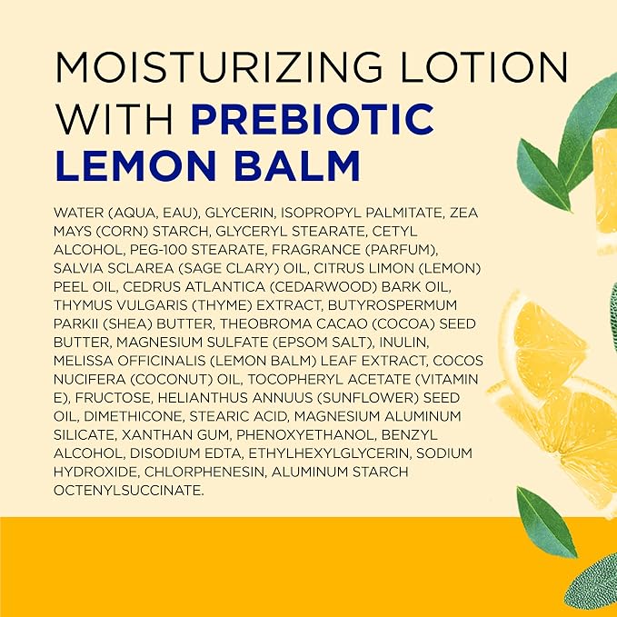 Dr Teal's Lemon Prebiotic Body Lotion with Lemon Balm & Essential Oils, 24-Hour Moisture, 18 fl oz (Pack of 3)
