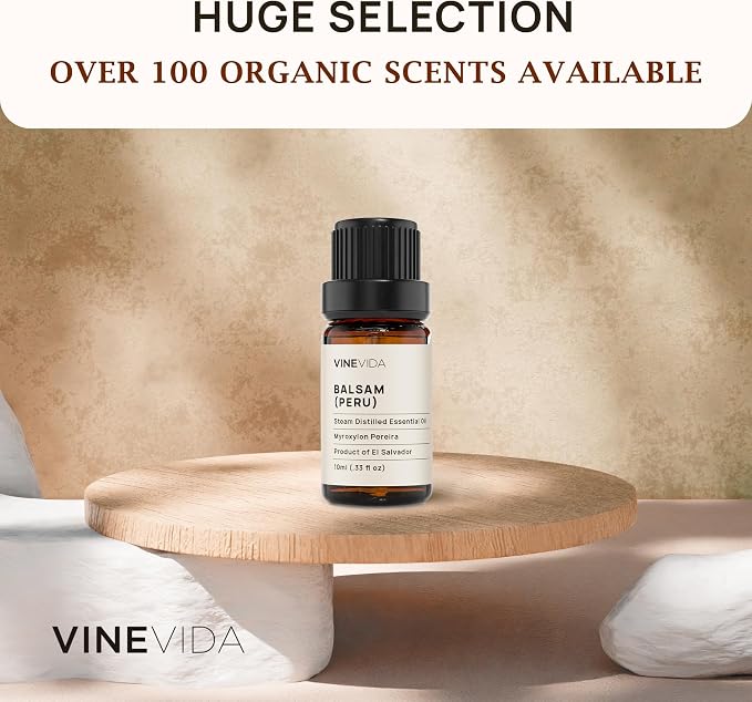 VINEVIDA Balsam Peru Essential Oil 10 mL - Undiluted Candle Oil Scent for DIY Candlemaking and Soap Making - Safe for Skin