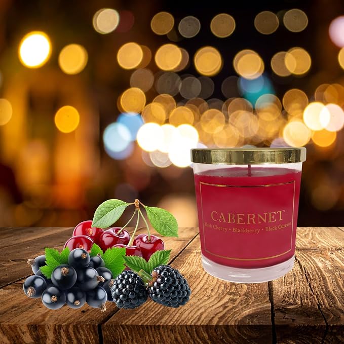 LumaBase Scented Wax Candles, Wine Collection - Set of 3