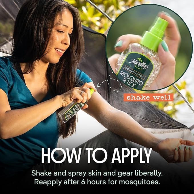 Murphy's Naturals Mosquito & Tick Bug Repellent Spray, Oil of Lemon Eucalyptus for Skin + Outdoor Gear, 2 Ounce Pump, 3-Pack
