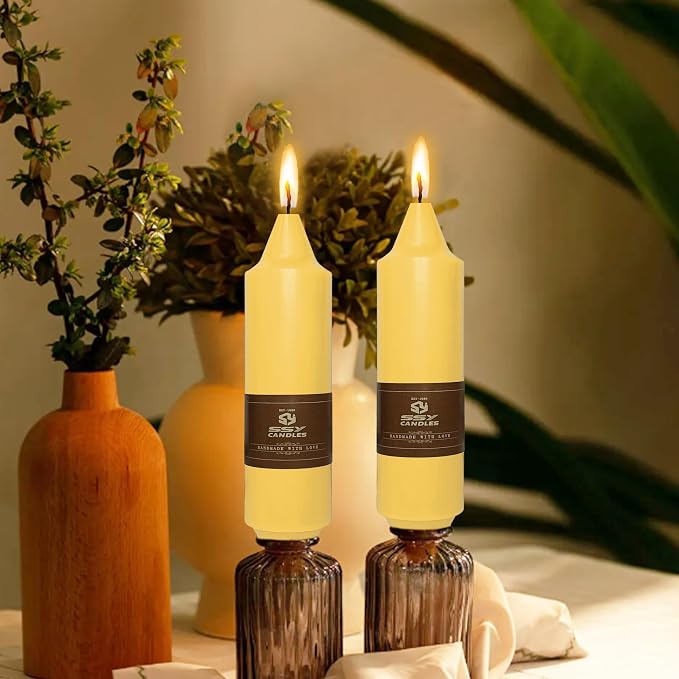 Beeswax Taper Candles 5 inch Natural Beeswax Taper Candlesticks 4 PCS Short Candle Smokeless Tapered Candle for Dinner Party Decoration Gift - 8 Hour Burn Time