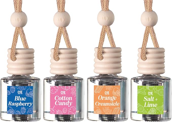 CE Craft Hanging Car Air Freshener – Fragrance Oil Diffuser with Essential Oils – Long-Lasting Aromatherapy Scents for Automobiles – 4 Pack, Summer