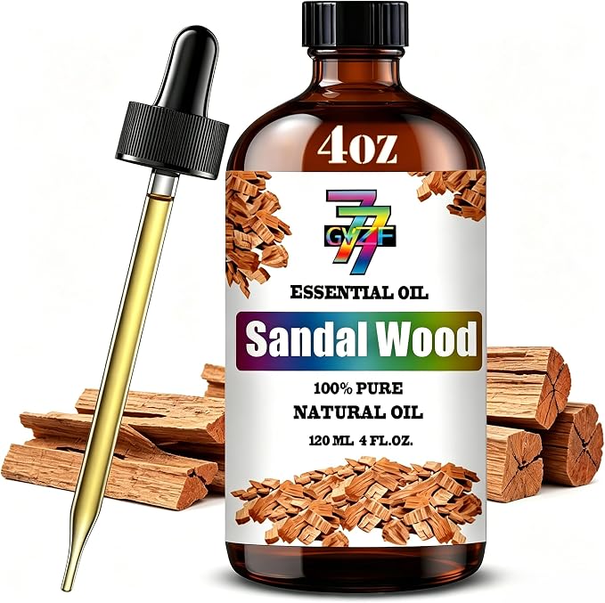 Sandalwood Essential Oil, Sandalwood Oil, for Diffuser, DIY Candles, Soap, Humidifier, Yoga, Gift, Essential Oils, GV77ZF Sandalwood Fragrance Oil - 4 fl oz (120 ml)