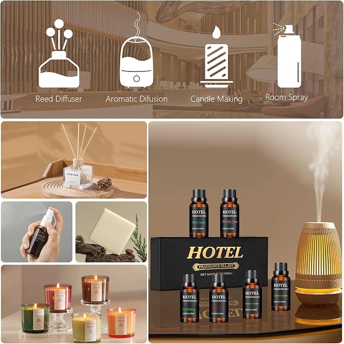 Hotel Collection Luxury Scent for Diffuser Oils Set Inspired by Iconic 5-Star Hotels- Aromatherapy Essential Oils for Diffuser & Home Scenting