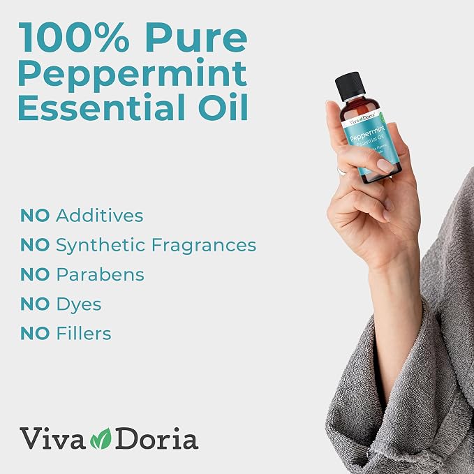 Viva Doria 100% Pure Northwest Peppermint Essential Oil, Undiluted, Food Grade, Steam Distilled, Made in USA, 30 mL (1 Fluid Ounce)