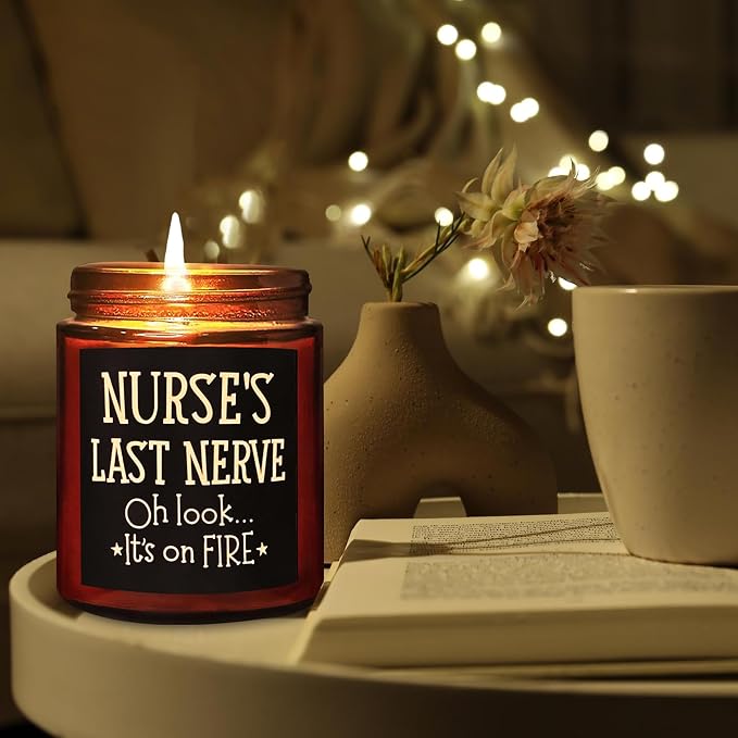 Funny Gifts for Nurse Women Men - Nurse's Last Nerve Relaxing Soy Candle for Her Mom Sister - Birthday Mothers Day RN Graduation Nurse Week Appreciation Thank You Gift for Friend Coworker Boss