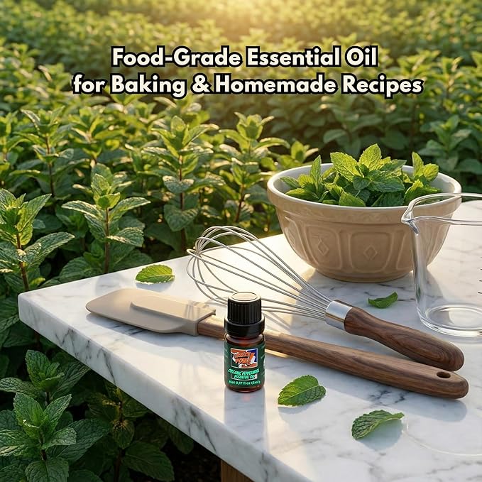 Organic Peppermint Essential Oil – USDA Certified, 100% Pure Mentha Piperita, Food-Grade Flavoring Oil for Cooking, 0.17 fl oz (5 ml) Dropper-Cap Bottle, Steam-Distilled (Pack of 1)