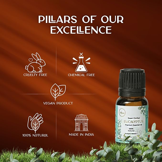 My ACE Eucalyptus Essential Oil 0.33 Fl Oz - Pure & Natural - Premium Grade for Aromatherapy, Diffuser, Skin, Hair, Massage, Candle & Soap Making, Home - Glass Bottle with Dropper - Long Lasting Scent