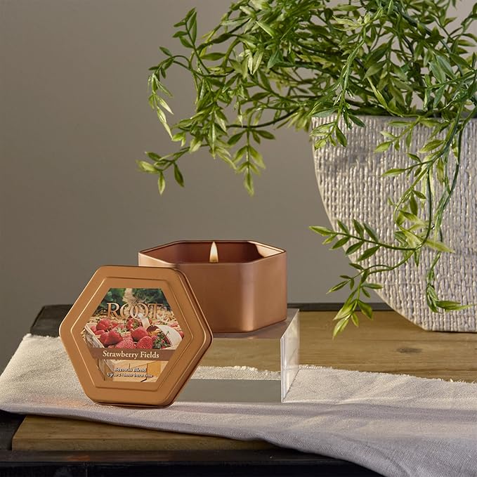 Root Candles Scented Candles in Travel Tin 24-Hour Honeycomb Traveler Handcrafted Beeswax Blend Candle, 4-Ounce, Strawberry Fields
