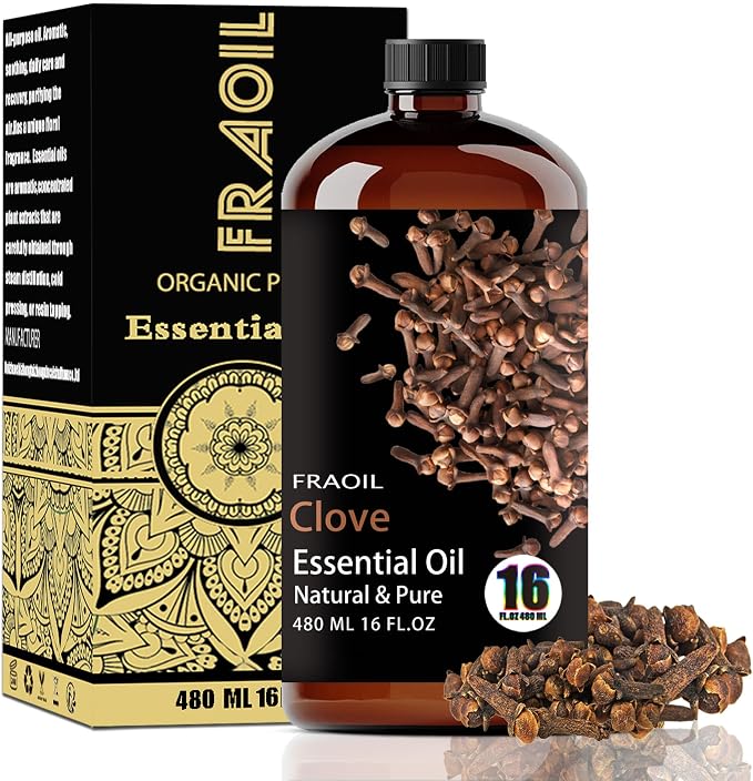 Clove Essential Oil, Clove Oil 16 Fl Oz 480ML for Diffuser Humidifier Yoga Cleaning DIY Candle Soap Making Essential Oils