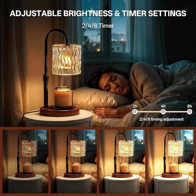 Homelist Candle Warmer Lamp, Adjustable Height for Home Decor, Vintage Candle Warmer Dimmable with Timer, GU10 Bulb, Table Lights for Bedroom, Tea Room, Rest Room