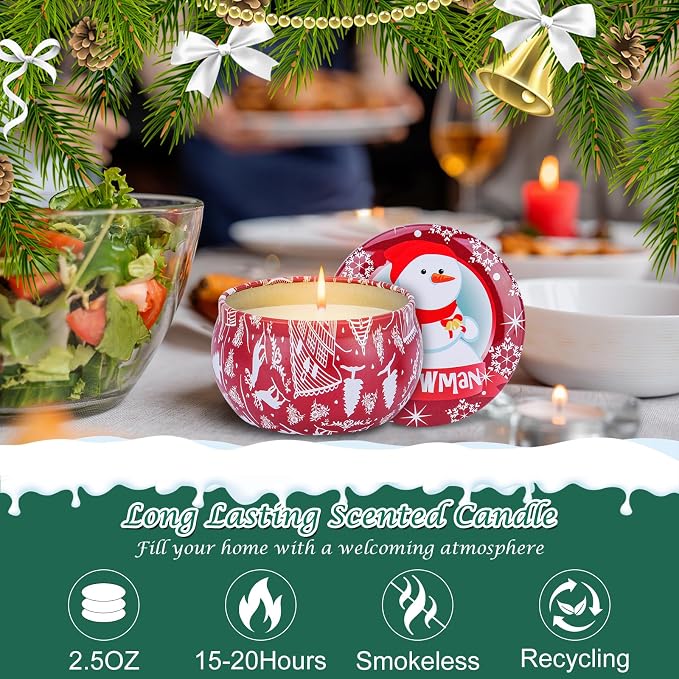 12PCS Christmas Scented Candles Gift for Women - Aromatherapy Candle for Home - 3.4oz Soy Wax Birthday Gifts for Mother, Friend, Wife, Sister, Xmas Decorations