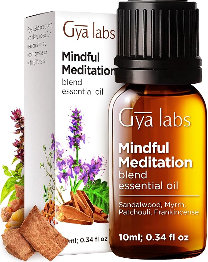 Gya Labs Mindful Meditation Essential Oil Blend - 100% Pure Natural Undiluted Meditation Essential Oil - Grounding & Relaxing (0.34 Fl Oz)