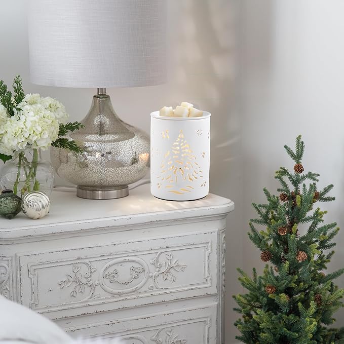 Christmas Tree Wax Warmer for Scented Waxes, Ceramic Wax Melts Warmer, Fragrance Oil Burner for Christmas Home Decor, Yoga, Bath, Relaxing Spa Gifts for Women